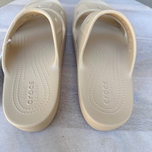 Crocs Baya Platform Womens Double Strap Slides Size 8 Chai Tan Beige Sandals New - Picture 8 of 12